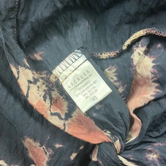 Anthropologie l XS LACAUSA Crinkle Rayon Tie Dye Knotted Hem Slip Dress Cover-up